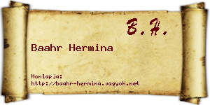 Baahr Hermina névjegykártya